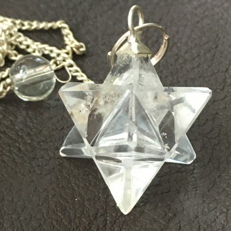 Pendule "Merkaba" en cristal de roche