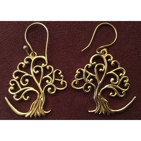 Boucles d'oreilles en laiton - Arbre de vie