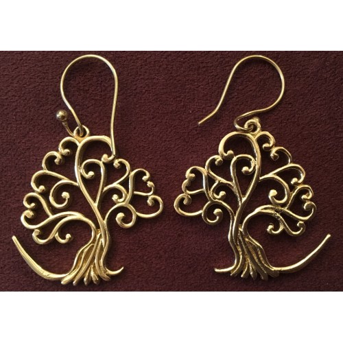 Boucles d'oreilles en laiton - Arbre de vie