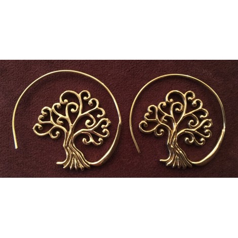 Boucles d'oreilles Arbre de vie en laiton