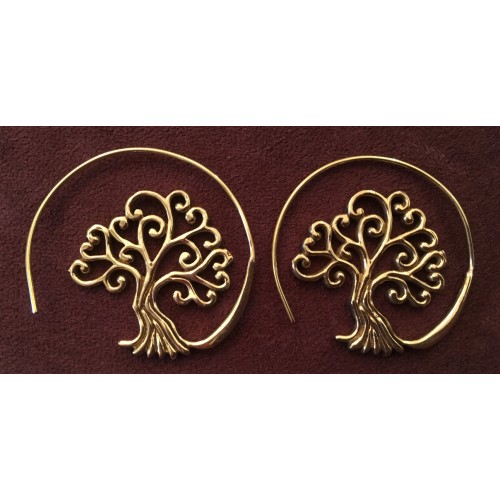 Boucles d'oreilles Arbre de vie en laiton