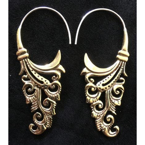 Boucles d'oreilles baroques en laiton et argent