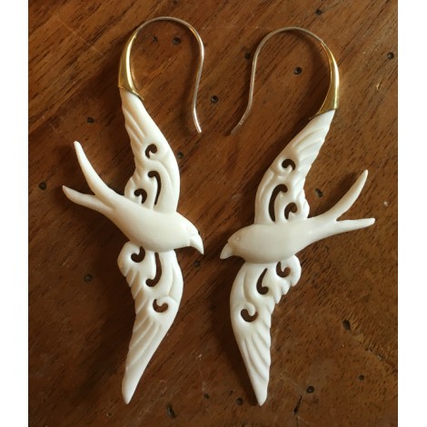 Boucles d'oreilles oiseaux en os