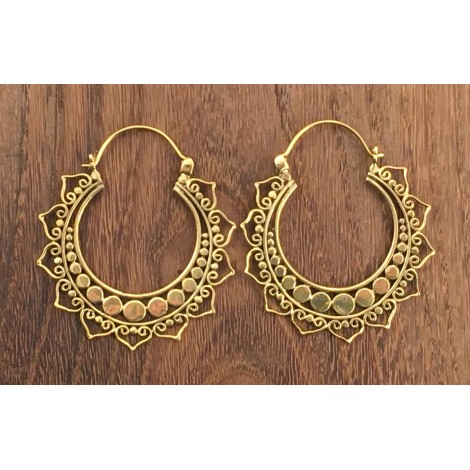 Boucles d’oreilles rondes en laiton ajouré