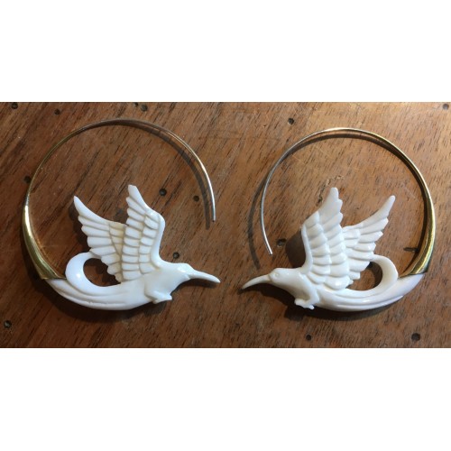 Boucles d'oreilles oiseaux en os