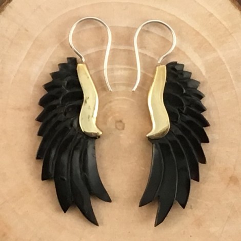 Boucles d'oreilles ailes en corne