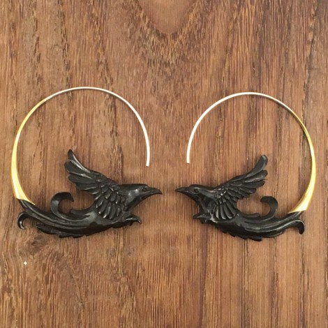 Boucles d'oreilles oiseaux en corne