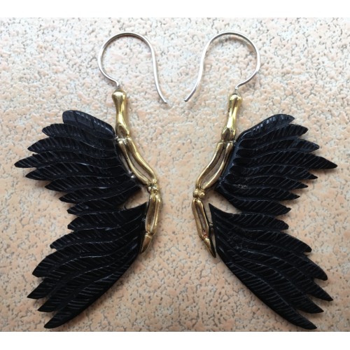 Boucles d'oreilles ailes en corne